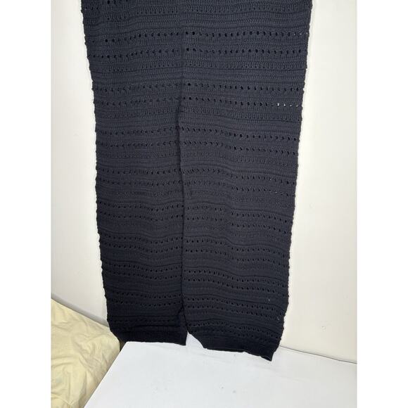 Boohoo Womens Size 24 Pants Black Knit Pull On Wide Leg Crochet Boho Hippie - Picture 6 of 10